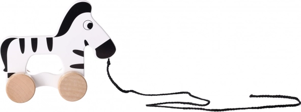 Houten zebra om met een touwtje voort te trekken Tooky Toy