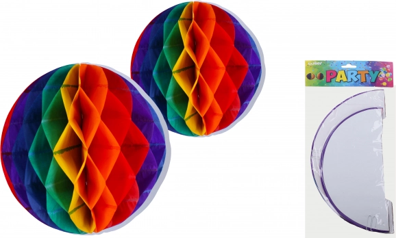 Kleurige papieren ballen om op te hangen 30 en 25 cm