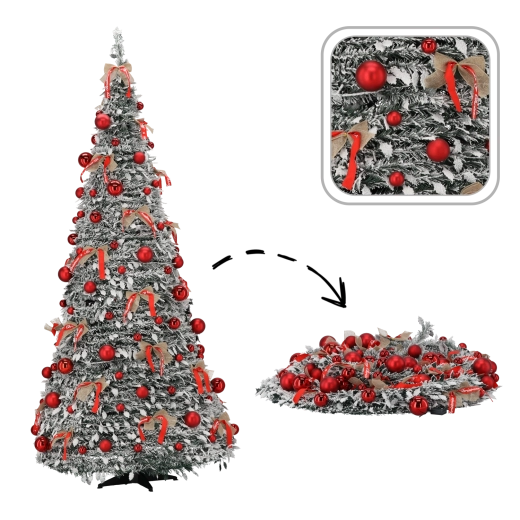 Opvouwbare kunstkerstboom Wanda 210 cm met LED-verlichting en versieringen