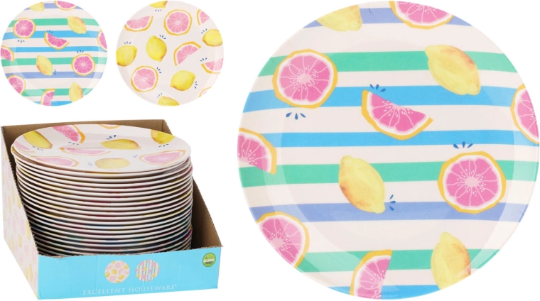 Ondiep melamine bord 25 cm met fruitmotief