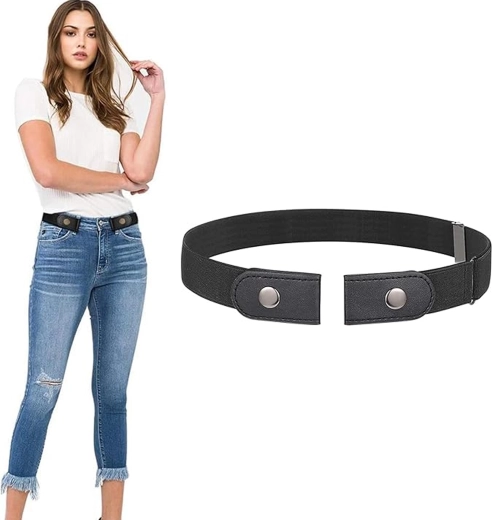 Elastische riem zonder gesp voor broeken, verstelbaar, zwart