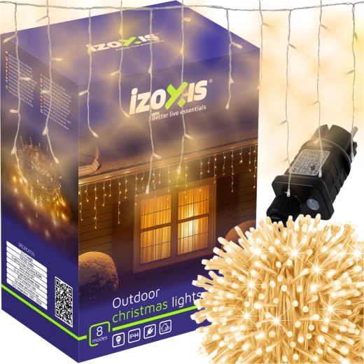 Kerst LED-verlichting IzoXis 500 LED ijspegels 22,5 m warm wit IP44