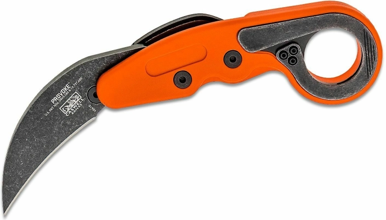 CRKT Provoke Orange karambit vouwmes 6,3 cm met stonewash lemmet en Grivory handgreep