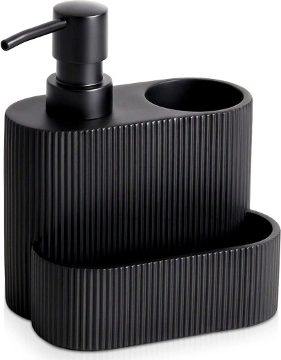 Afwasmiddeldispenser met sponshouder, zwart 250 ml - 1 stuk