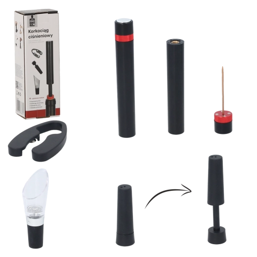Set van 4 wijntools met drukkurkentrekker