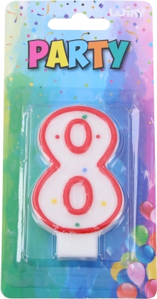 Rode partykaars in de vorm van het cijfer 8