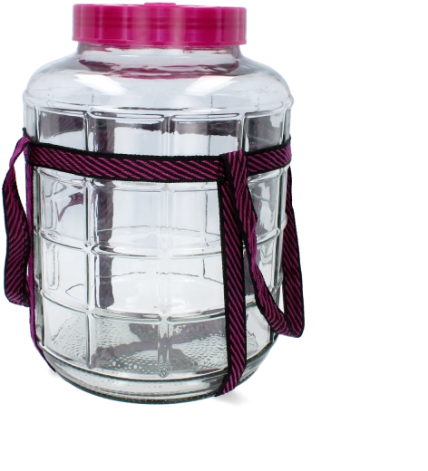 Multifunctionele glazen mandfles 15 l met brede hals en draagriem