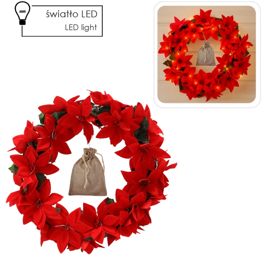 Kerstkrans Kerstster 40 cm met LED