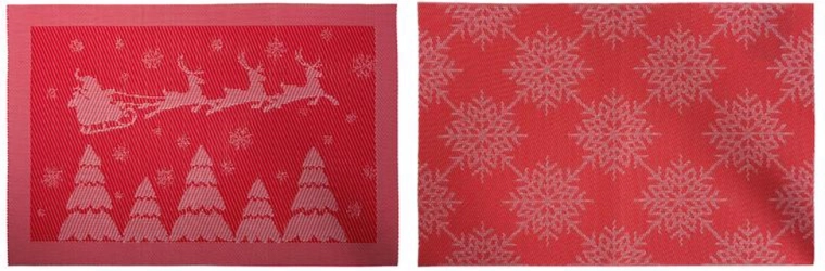 Kerst-placemat van polyester 30 × 45 cm, rood