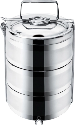 Thermos-tiffin van roestvrij staal, 3-laags, 3 × 1,1 l