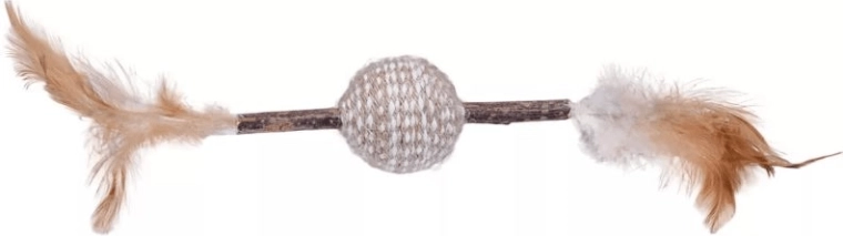 Quapas! kattenspeeltje – hengel met veertjes en sisalbal