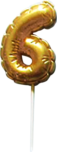 Taartkaars nummer 6 goud TORO