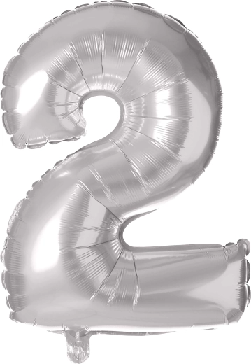 Folieballon TORO cijfer 2 30 cm – Zilver