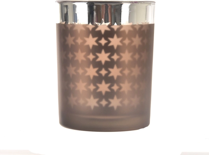 Decoratieve kaarsenhouder sterren bruin 13 cm