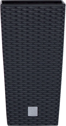 Rattan bloempot met inzet Rato Square 22,5 cm antraciet