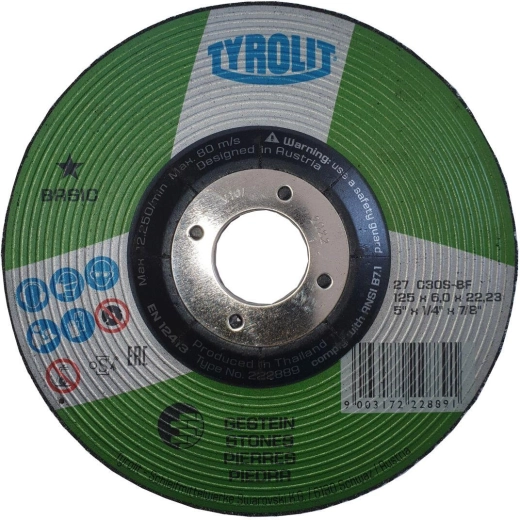 Slijpschijf voor gietijzer en steen 125 × 6 × 22,2 mm