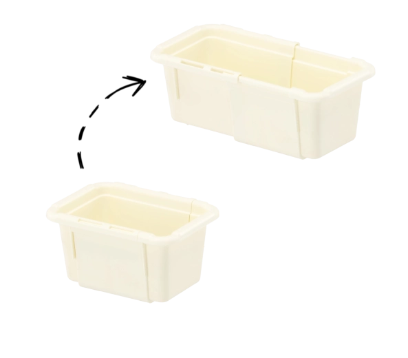 MiniMax Organizer Bak – modulaire uitschuifbare box 12,5 × 9 × 7 cm, beige