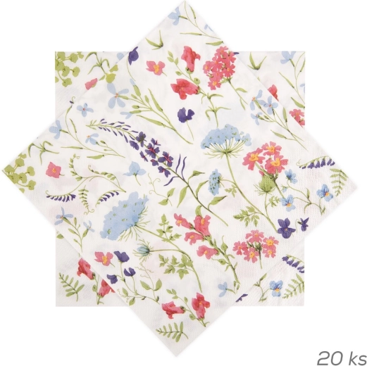 Papieren servetten met bloemenmotief roze 33 × 33 cm 20 stuks