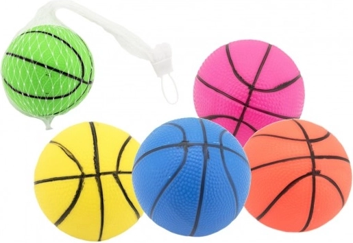 Rubberen basketbalbal 8,5 cm – mix kleuren in netje