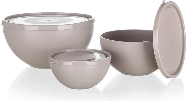 Set plastic kommen met deksels CULINARIA LATTE 0,2 l + 0,5 l + 1,2 l