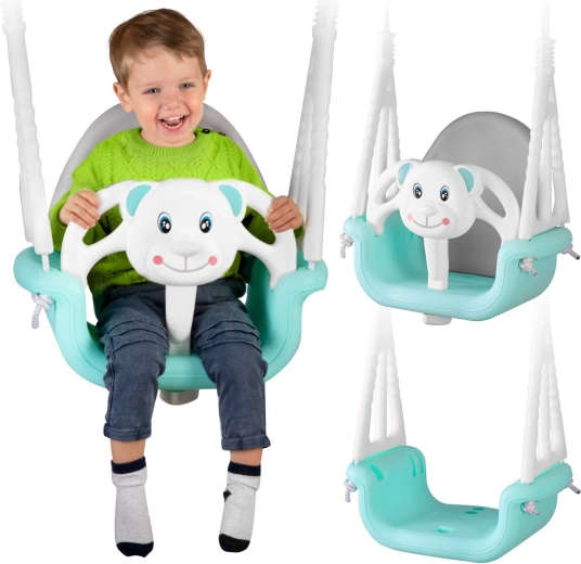 Ricokids kuipschommel Teddybeer 3-in-1 turquoise