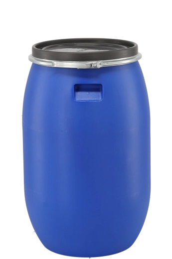 Kunststof vat 120 l met metalen klem, blauw