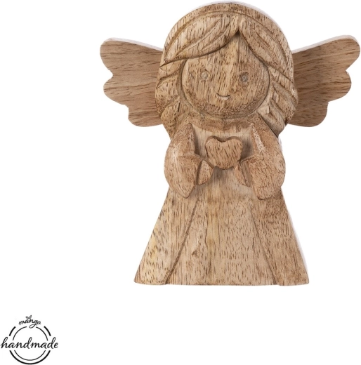 Engelachtige decoratie van mangohout Precise, 13 cm