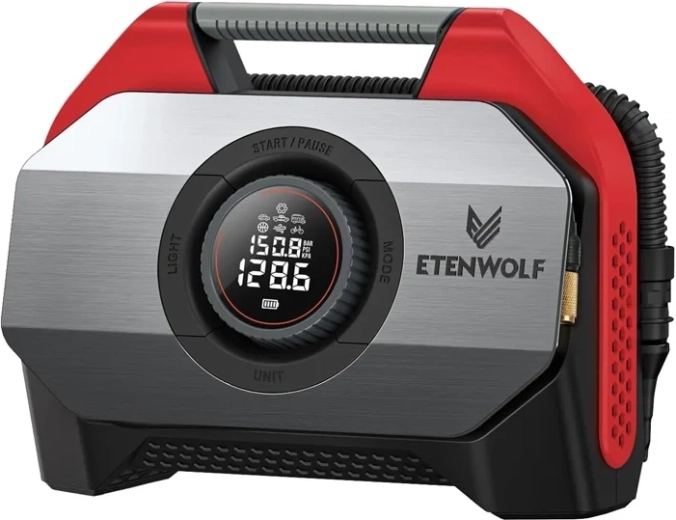 Autocompressor Etenwolf S6 met powerbank van 19.200 mAh, 11,03 bar, rood