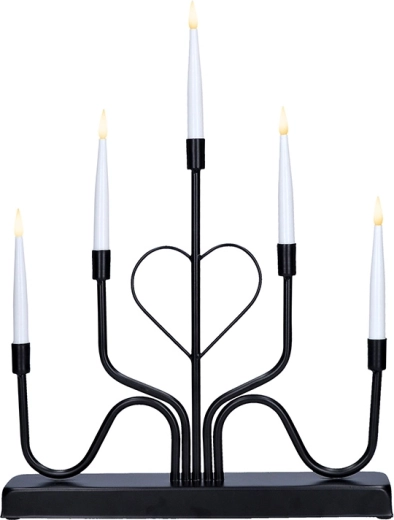 Solight LED metalen kandelaar met 5 armen, zwart, 42 cm