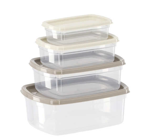 Set van plastic voedselcontainers, 4 stuks – 0,25 l, 0,5 l, 0,75 l, 1,2 l