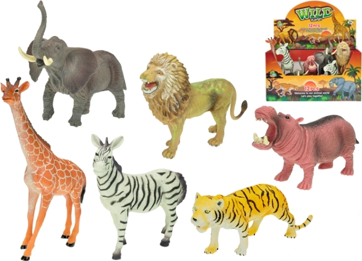 Safari-dieren 15–20 cm, set van 12 stuks