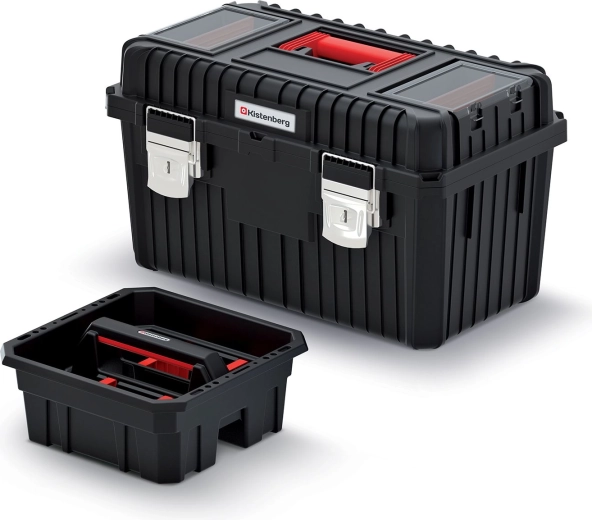 Gereedschapskoffer met metalen sloten HEAVY 585 × 360 × 337 mm, zwart