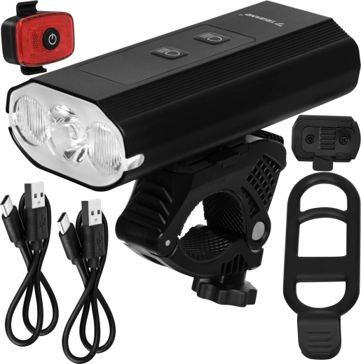Trizand set fietsverlichting LED 1300 lm (voor + achter), USB‑C, 5200 mAh, IP65