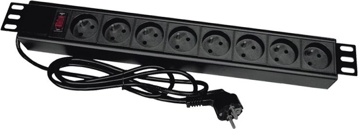 19" rack-voedingsrail met 8 Schuko-stopcontacten en CEE 7/7-stekker