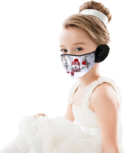 Kinder kerstmasker met oortjes - Sneeuwpop