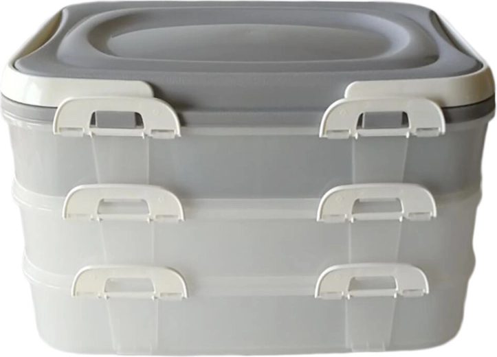Stapeldose voor picknick met handgrepen, 3 lagen, 40 × 30 × 24 cm