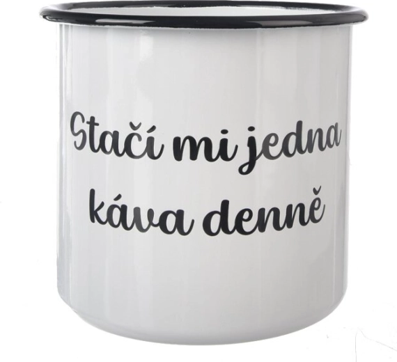 Geëmailleerde mok Eén koffie 1 l wit