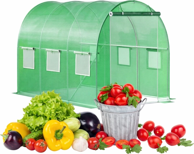 Tuinfolietunnel 3×2×2 m, 6 m², gegalvaniseerde metalen constructie en UV-bestendig zeil