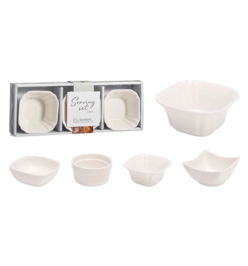 Set van porseleinen schaaltjes 10 cm EXCELLENT HOUSEWARE, wit, 3 stuks