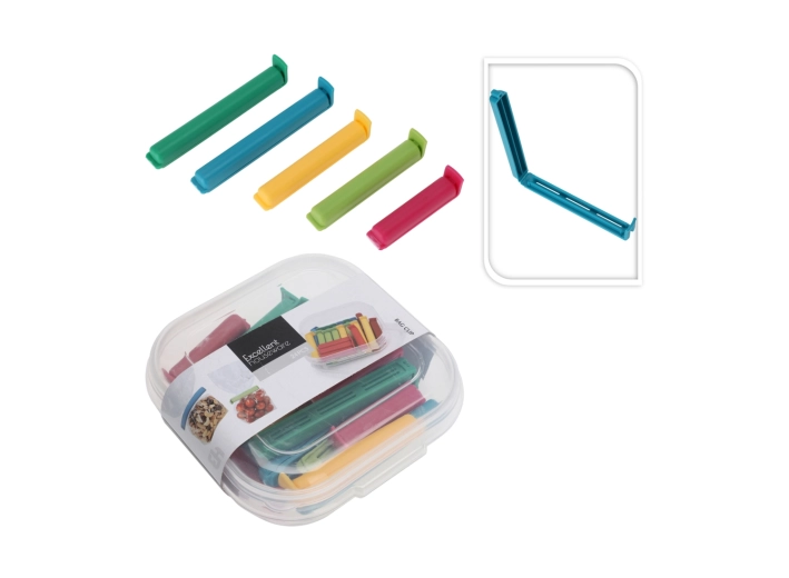 Set van 24 plastic zakclips in pot