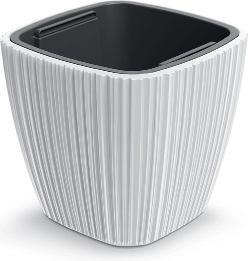 Plantenbak ORO 39 cm wit – moderne kunststof plantenbak met inzet