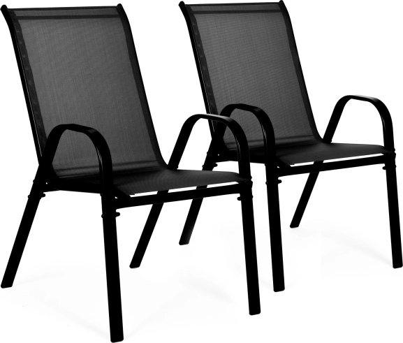 Set van 2 tuin stoelen voor terras en balkon, zwart