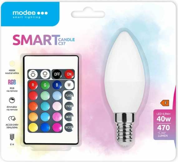 Modee slimme LED-lamp Candle C35 4,9 W E14 RGB+W 470 lm met afstandsbediening
