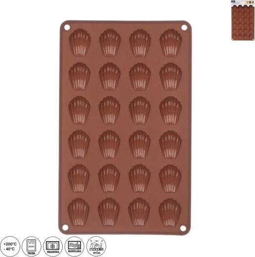 Siliconen vorm voor mini schelpjes 24 stuks bruin