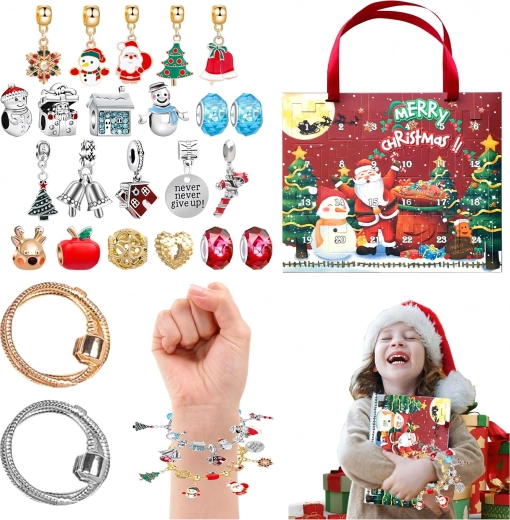 Adventskalender met armband en bedeltjes om zelf te maken - 1 stuk