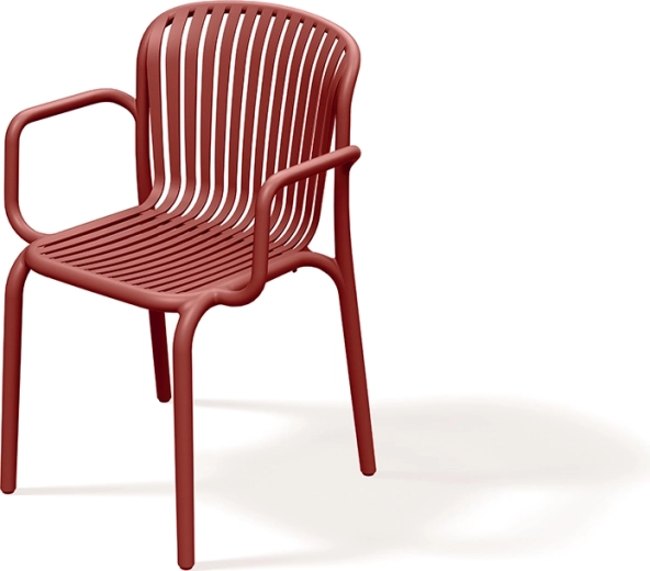 Ferne Brene fauteuil met armleuningen in retro rood