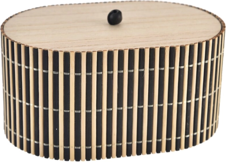 Houten opbergdoos zwart/bruin 15 × 9 × 10 cm