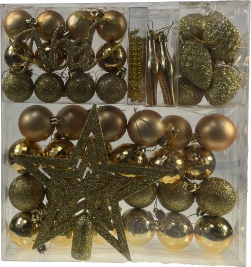 Gouden set kerstversieringen 48 stuks