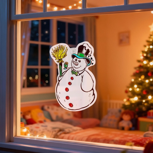 Kerstdecoratie voor het raam: sneeuwpop met zuignap 30 × 29 cm