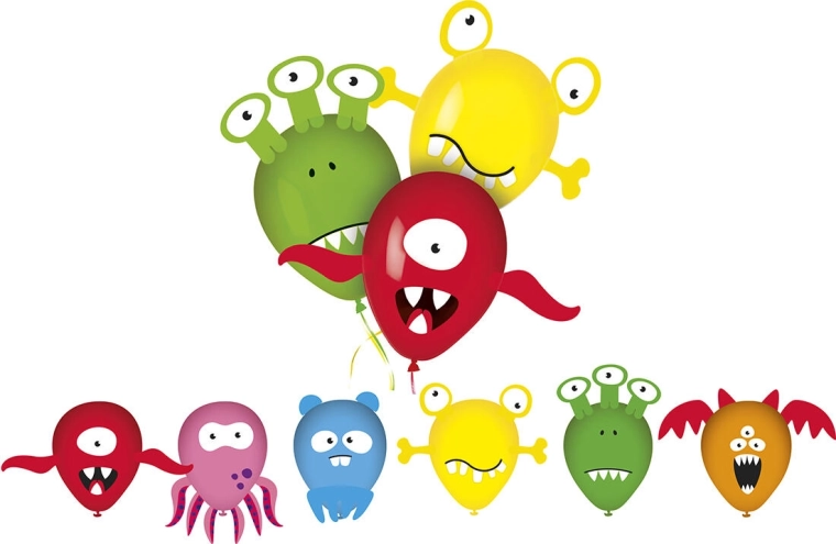 Ballonnen met afbeeldingen MY PARTY Monsters, 6 stuks